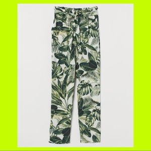 H&M Paper Bag Pants Palm Tree Print Pattern